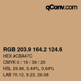 カラーコード: RGB 203.9 164.2 124.6 | qconv.com