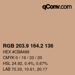 Color code: RGB 203.9 164.2 136 | qconv.com