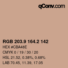 カラーコード: RGB 203.9 164.2 142 | qconv.com