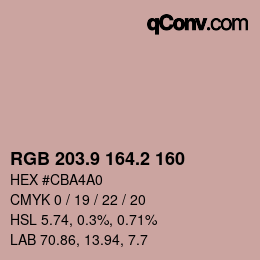 カラーコード: RGB 203.9 164.2 160 | qconv.com