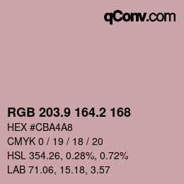 カラーコード: RGB 203.9 164.2 168 | qconv.com
