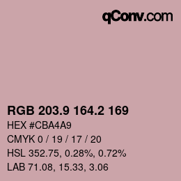 Color code: RGB 203.9 164.2 169 | qconv.com