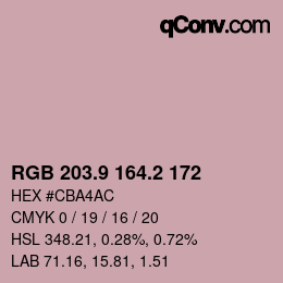 カラーコード: RGB 203.9 164.2 172 | qconv.com