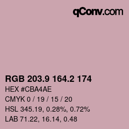 カラーコード: RGB 203.9 164.2 174 | qconv.com