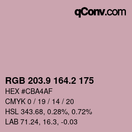 カラーコード: RGB 203.9 164.2 175 | qconv.com