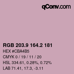 Color code: RGB 203.9 164.2 181 | qconv.com