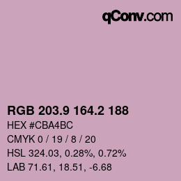 Color code: RGB 203.9 164.2 188 | qconv.com