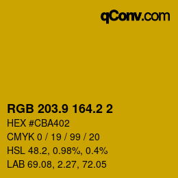カラーコード: RGB 203.9 164.2 2 | qconv.com
