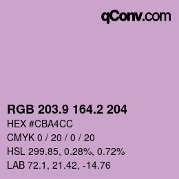 カラーコード: RGB 203.9 164.2 204 | qconv.com
