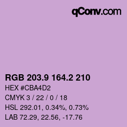 カラーコード: RGB 203.9 164.2 210 | qconv.com