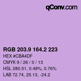 カラーコード: RGB 203.9 164.2 223 | qconv.com
