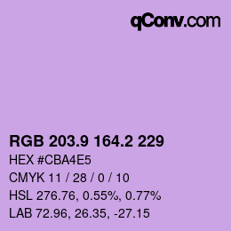 カラーコード: RGB 203.9 164.2 229 | qconv.com