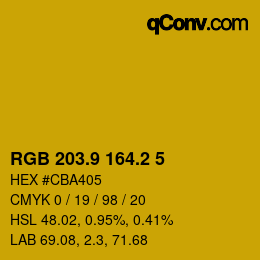 カラーコード: RGB 203.9 164.2 5 | qconv.com