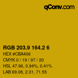 カラーコード: RGB 203.9 164.2 6 | qconv.com