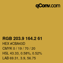 Color code: RGB 203.9 164.2 61 | qconv.com
