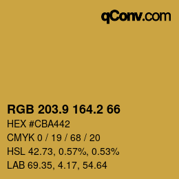 Color code: RGB 203.9 164.2 66 | qconv.com