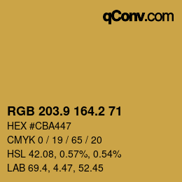 Color code: RGB 203.9 164.2 71 | qconv.com