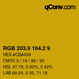 カラーコード: RGB 203.9 164.2 9 | qconv.com
