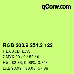 カラーコード: RGB 203.9 254.2 122 | qconv.com