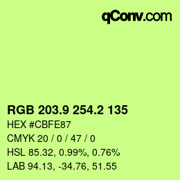 カラーコード: RGB 203.9 254.2 135 | qconv.com