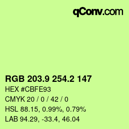カラーコード: RGB 203.9 254.2 147 | qconv.com