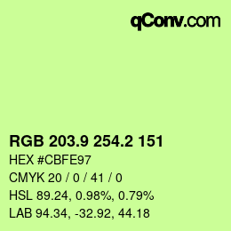 カラーコード: RGB 203.9 254.2 151 | qconv.com