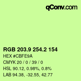 カラーコード: RGB 203.9 254.2 154 | qconv.com