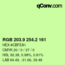 カラーコード: RGB 203.9 254.2 161 | qconv.com