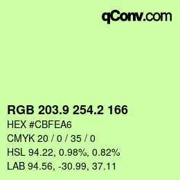 カラーコード: RGB 203.9 254.2 166 | qconv.com