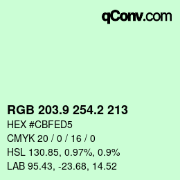 カラーコード: RGB 203.9 254.2 213 | qconv.com