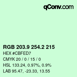 カラーコード: RGB 203.9 254.2 215 | qconv.com