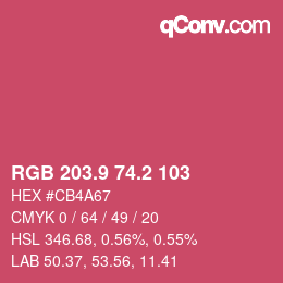 カラーコード: RGB 203.9 74.2 103 | qconv.com