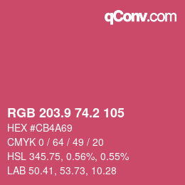 カラーコード: RGB 203.9 74.2 105 | qconv.com