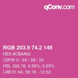 カラーコード: RGB 203.9 74.2 146 | qconv.com