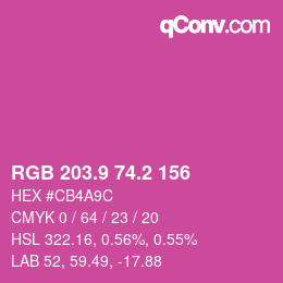 カラーコード: RGB 203.9 74.2 156 | qconv.com