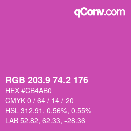 カラーコード: RGB 203.9 74.2 176 | qconv.com