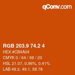 カラーコード: RGB 203.9 74.2 4 | qconv.com