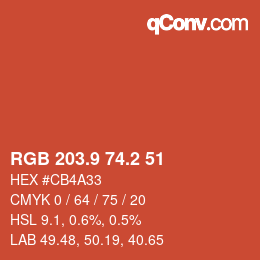 Color code: RGB 203.9 74.2 51 | qconv.com