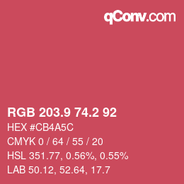 カラーコード: RGB 203.9 74.2 92 | qconv.com