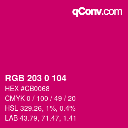 颜色代码: RGB 203 0 104 | qconv.com