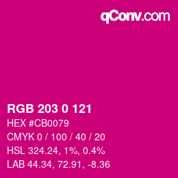 Color code: RGB 203 0 121 | qconv.com
