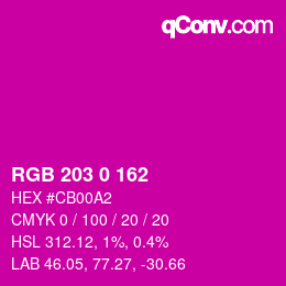 Color code: RGB 203 0 162 | qconv.com