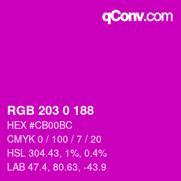 Color code: RGB 203 0 188 | qconv.com