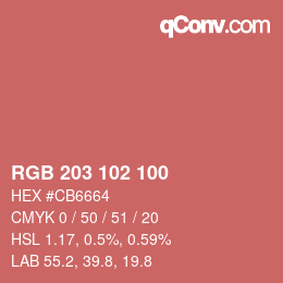 Color code: RGB 203 102 100 | qconv.com