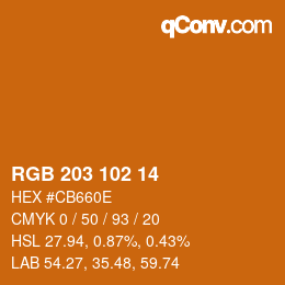 Color code: RGB 203 102 14 | qconv.com
