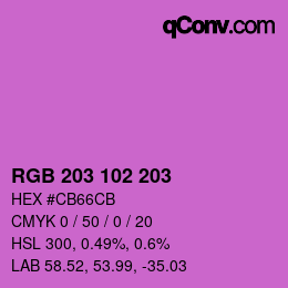 Color code: RGB 203 102 203 | qconv.com