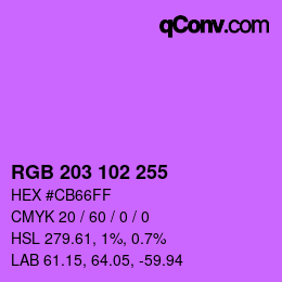 Color code: RGB 203 102 255 | qconv.com