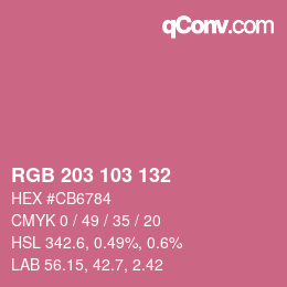 Color code: RGB 203 103 132 | qconv.com