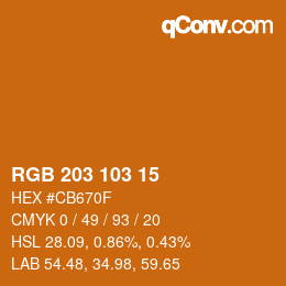 Color code: RGB 203 103 15 | qconv.com