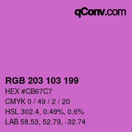 Color code: RGB 203 103 199 | qconv.com